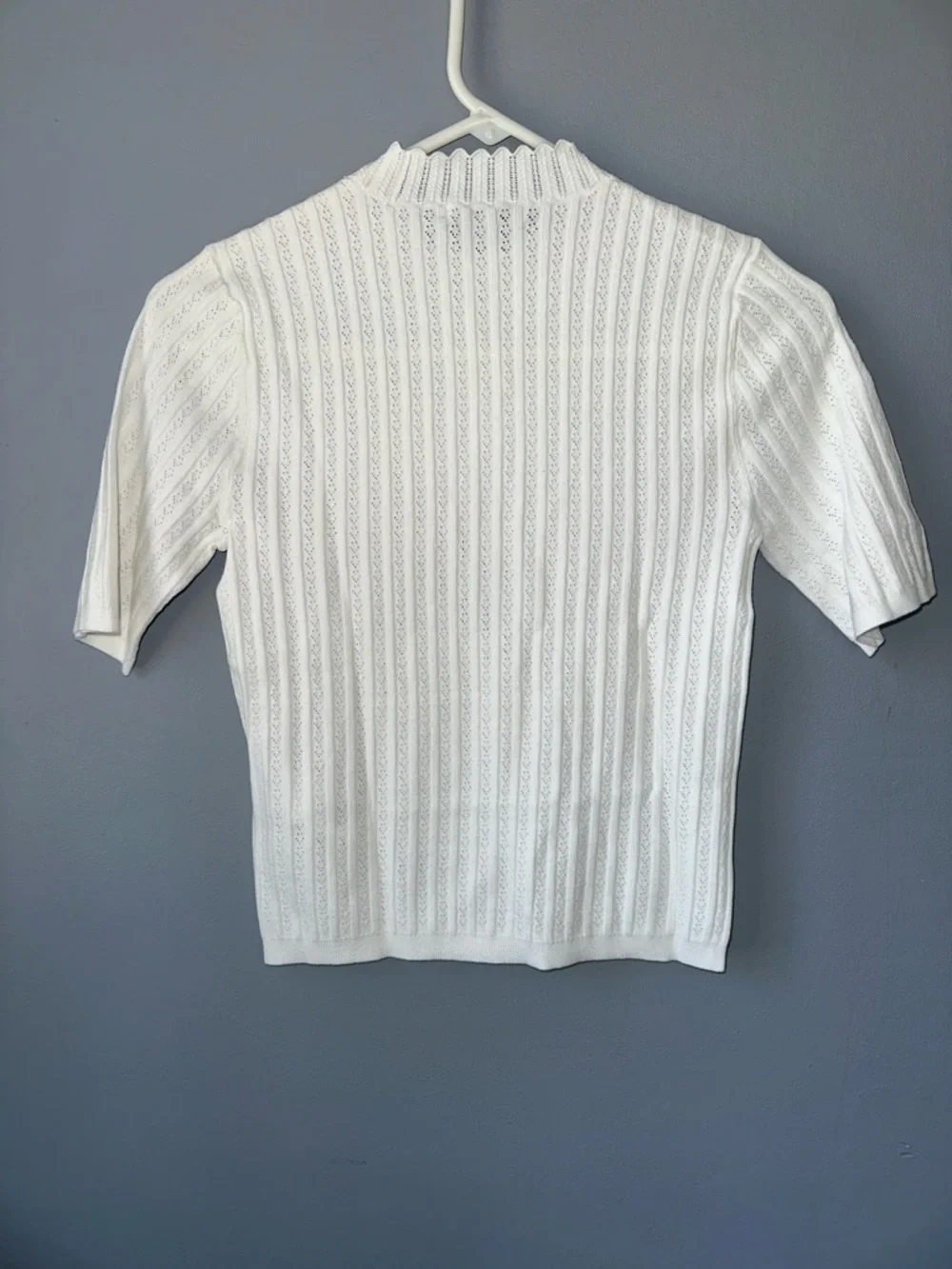 Madewell NWT Pointelle-Stitch Mockneck Sweater Tee white women’s small - Picture 10 of 10